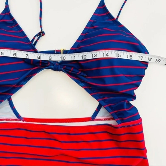 HOT WATER Fiesta Red & French Blue Stripe High-Waist Monokini XL - Picture 8 of 13